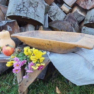 Rustic wooden dough bowl Antique bowl Wood bowl Primitives farmhouse Large bowl Eco friendly rustic decor Table centerpiece Country gift image 2