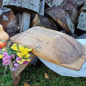 Rustic wooden dough bowl Antique bowl Wood bowl Primitives farmhouse Large bowl Eco friendly rustic decor Table centerpiece Country gift image 8