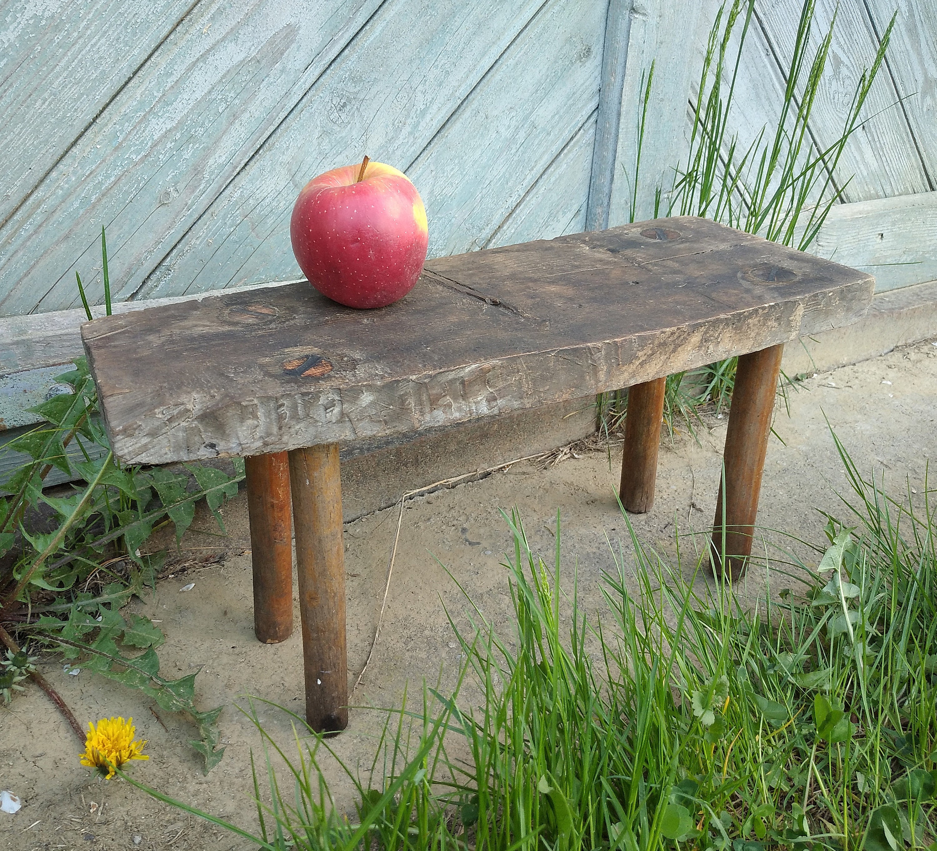 Antique Wood Stool Vintage Bench Small Wooden Seat Rustic Home Decor ...