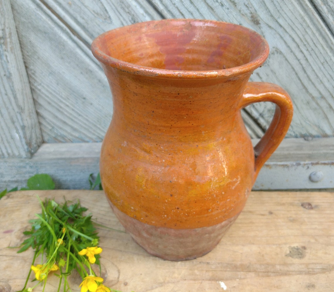 Ceramic crock Antique clay pitcher Old rustic earthenware Etsy