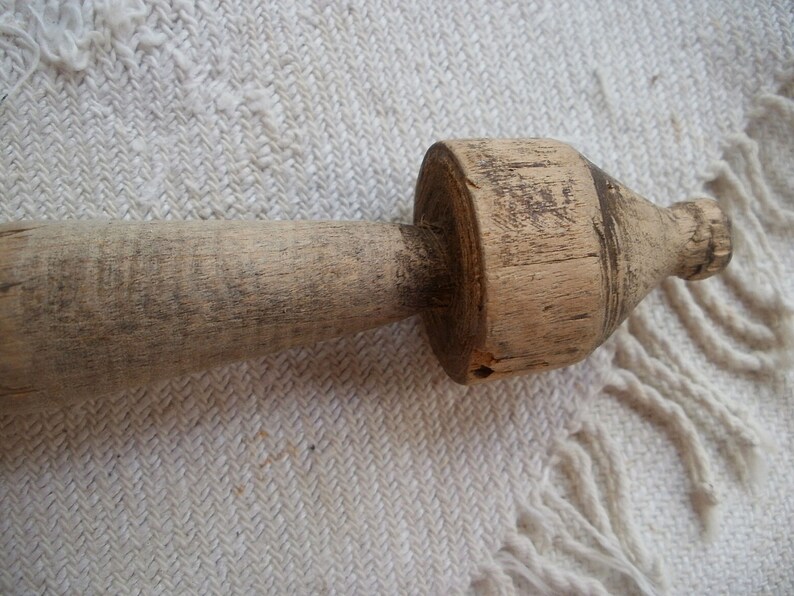 Antique weaving drop spindle Old loom part Wooden assemblage Etsy