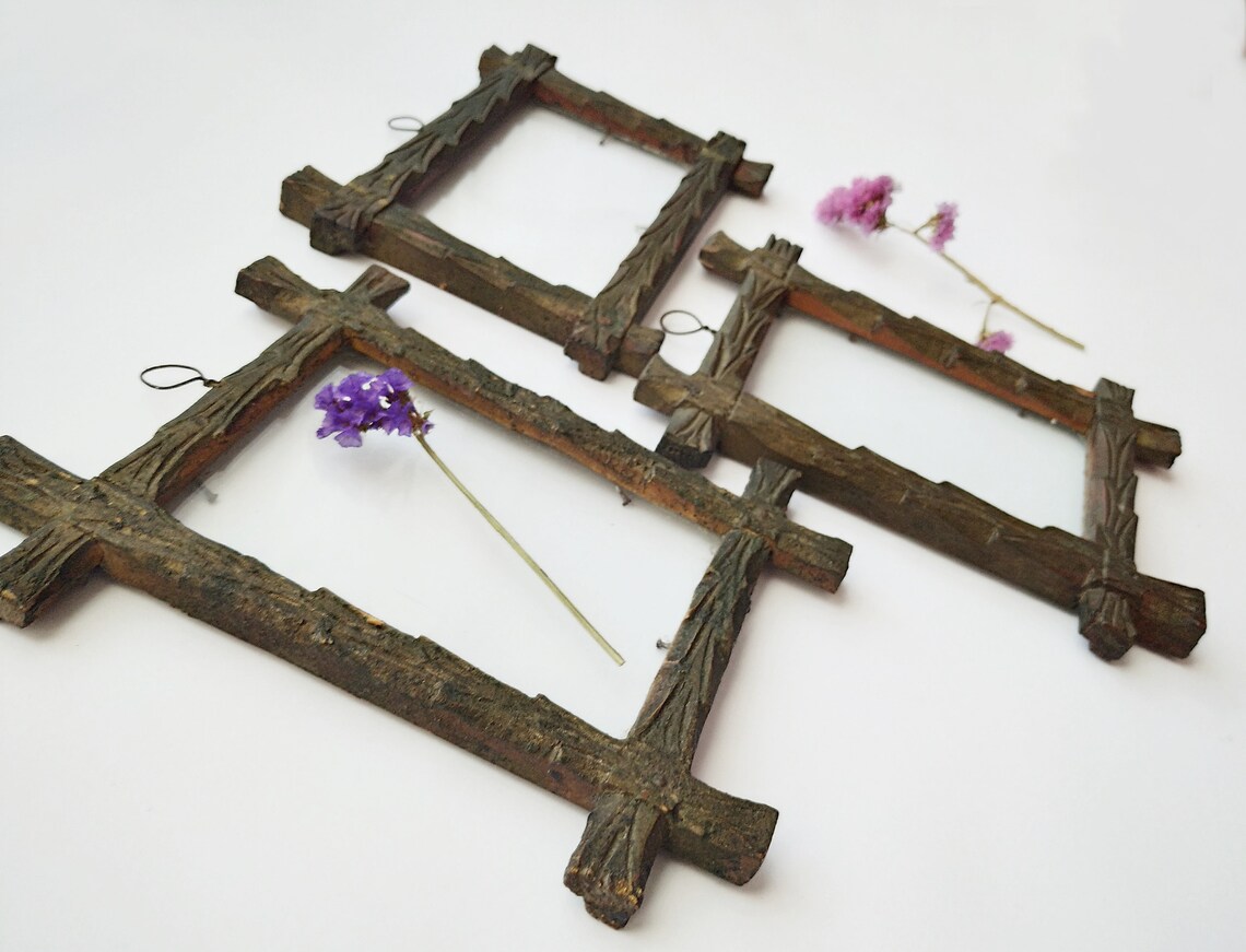 Antique frames set of three Wood photo frame set Primitive Etsy