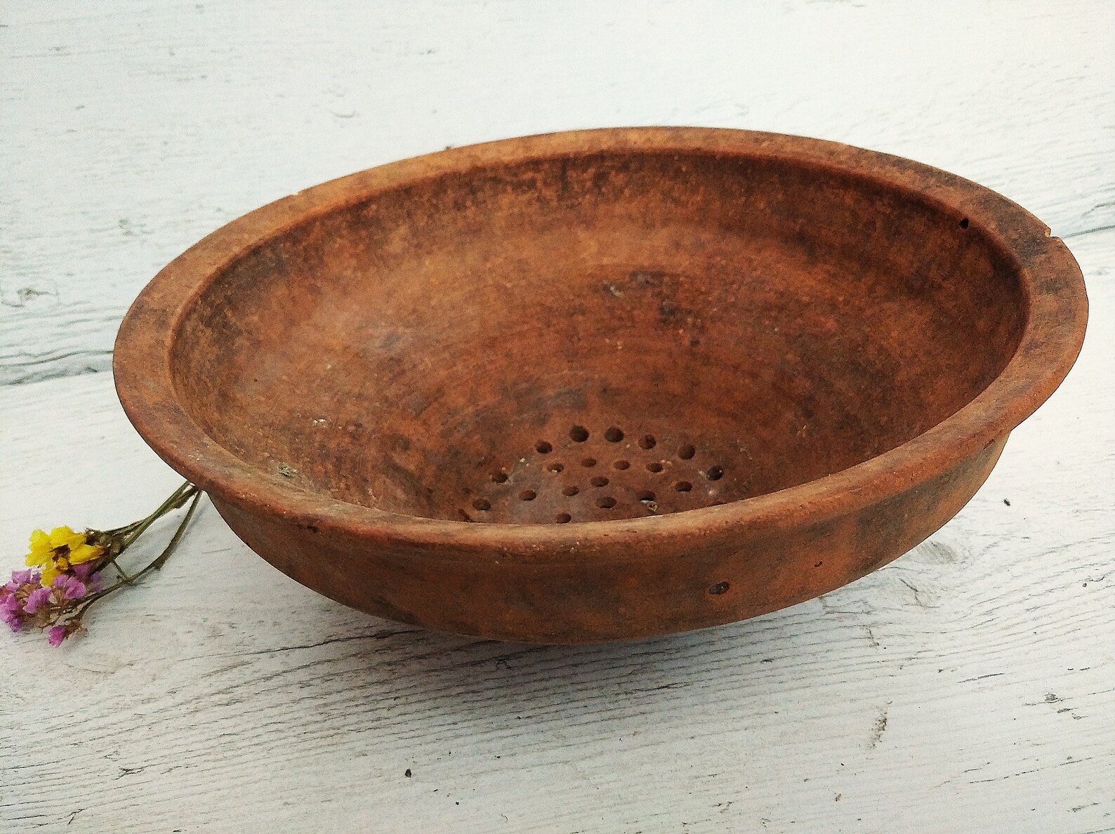 Antique Strainer Ceramic Clay Colander Vintage Pottery Etsy