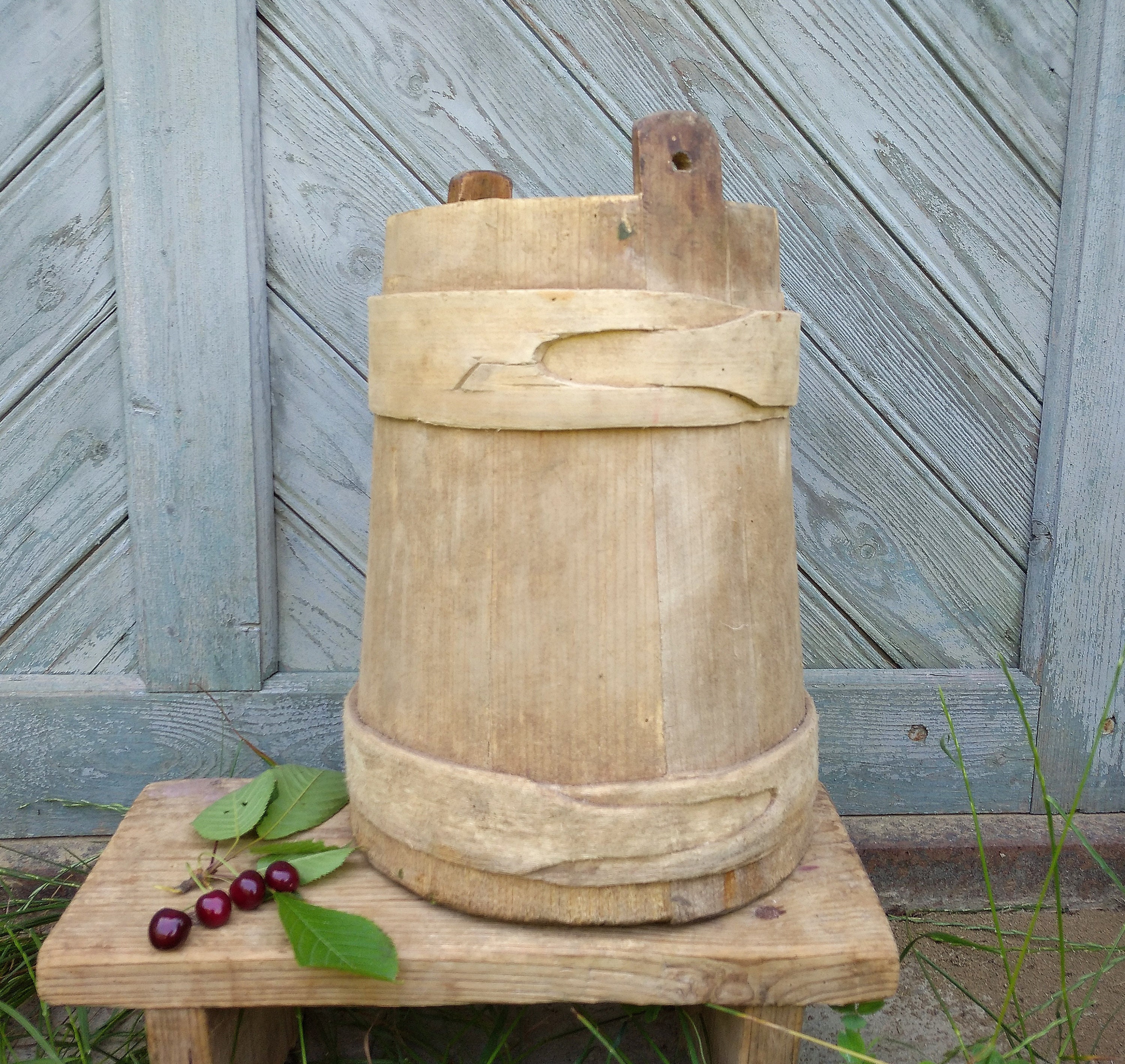 Large wooden vase Primitive antique vase Rustic home decor Etsy