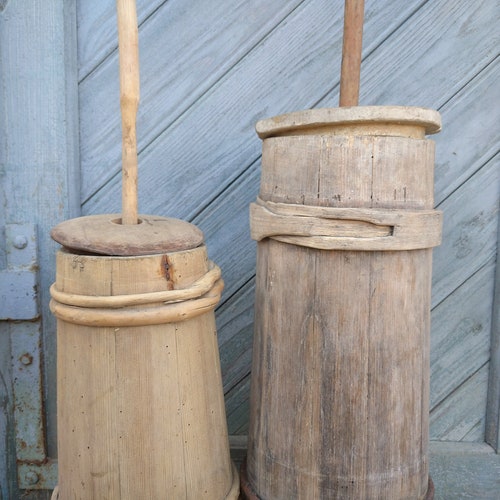 Large antique butter churn Full shops set for primitive decor and display Farmhouse wooden vase Rustic home decor for country kitchen and wedding