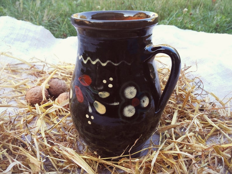 Rustic pottery vase Country ceramic clay vase crock Black Etsy