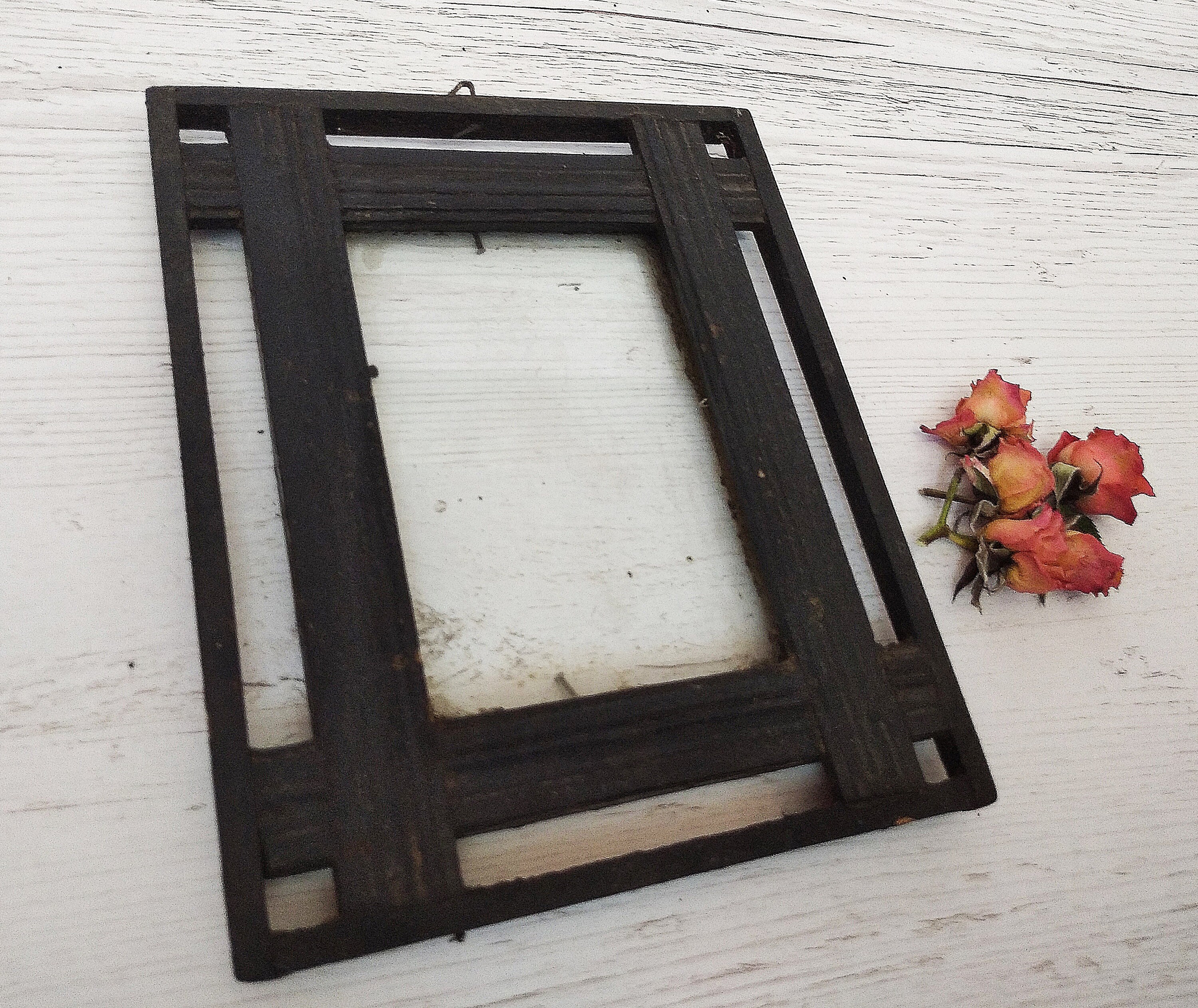 Traditional Frames Antique Wood Frame Primitive Photo Frames Rustic Hand Carved Country ...