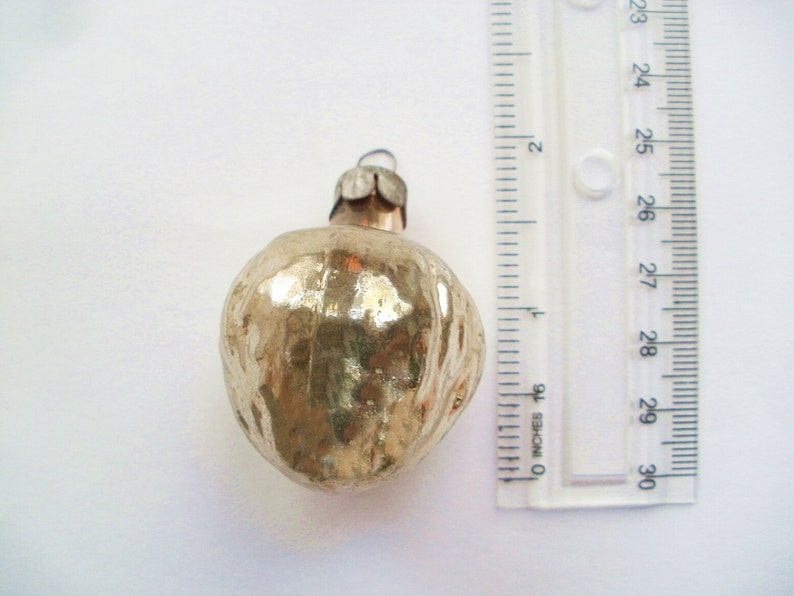 1950s Christmas decoration Golden nut Hazelnut Cone Antique glass bauble Shabby chic Christmas ornament Xmas tree decor Soviet Xmas
