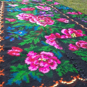 Wool kilim rug Large carpet Bessarabian moldovan kilim Romania kilim Floral rug Handwoven rug Bohemian decor Boho rug Rustic home decor