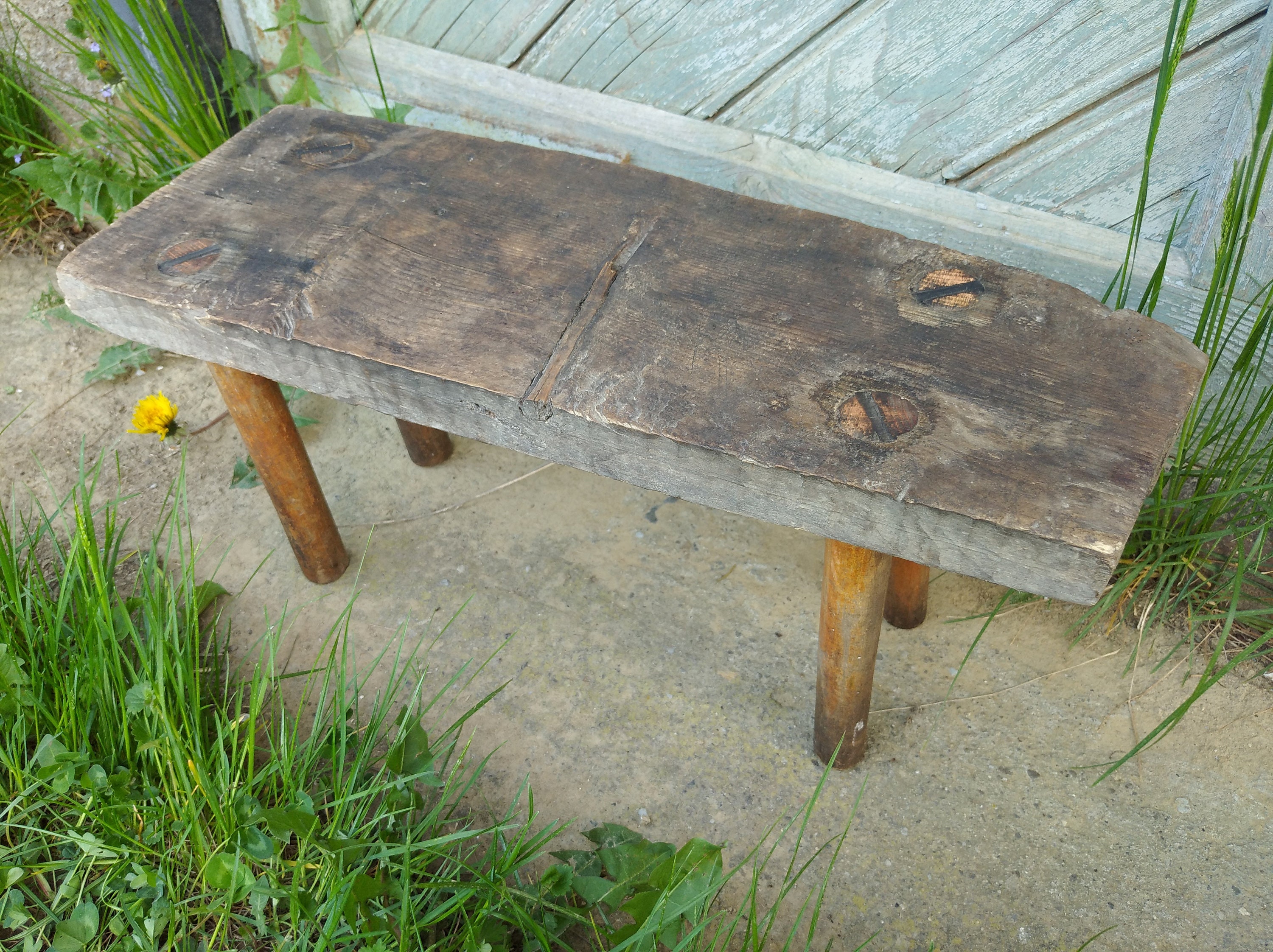 Antique Wood Stool Vintage Bench Small Wooden Seat Rustic Home Decor ...