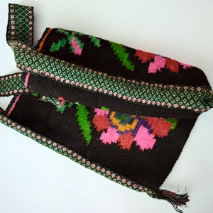 Etniska väskor Antik ullväska Rustik axelväska Boho tote-väska Blommig kelimväska Boho gypsy hobo-väska Handvävd mattväska bild 6