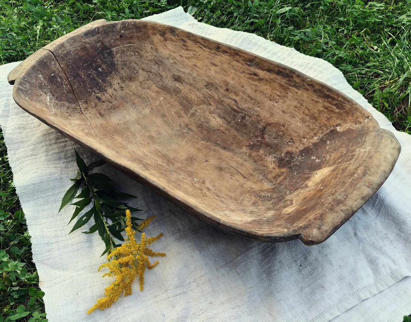 Primitive antique wooden bowl Rustic home decor Large dough Etsy