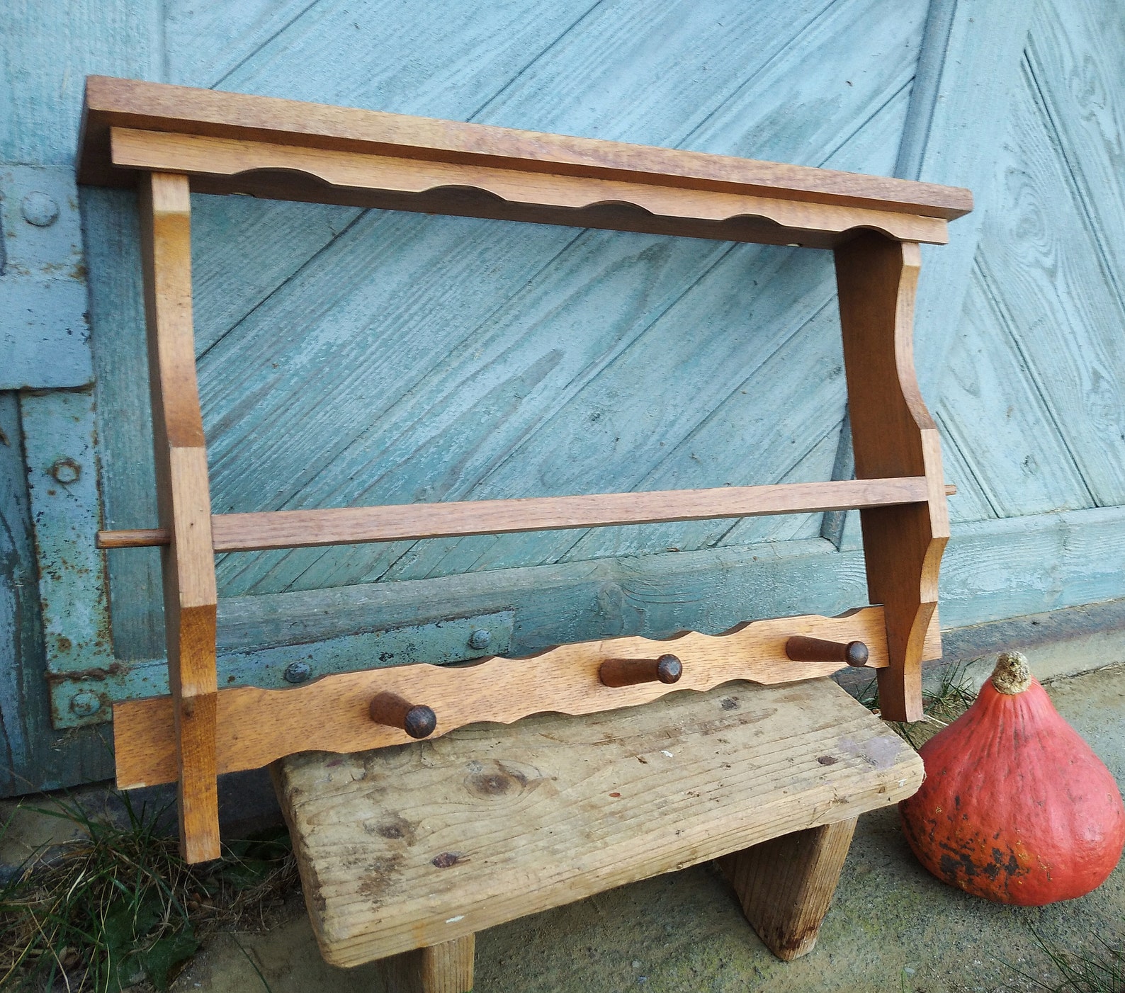 Rustic Wall Rack Wooden Towel Rack Farmhouse Kitchen Wall Etsy