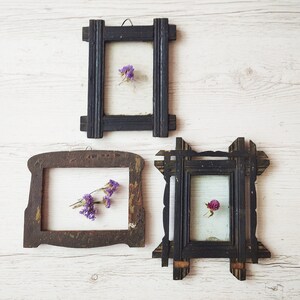 Antique Frames Set of Three Wood Photo Frame Set Primitive Photo Frames ...
