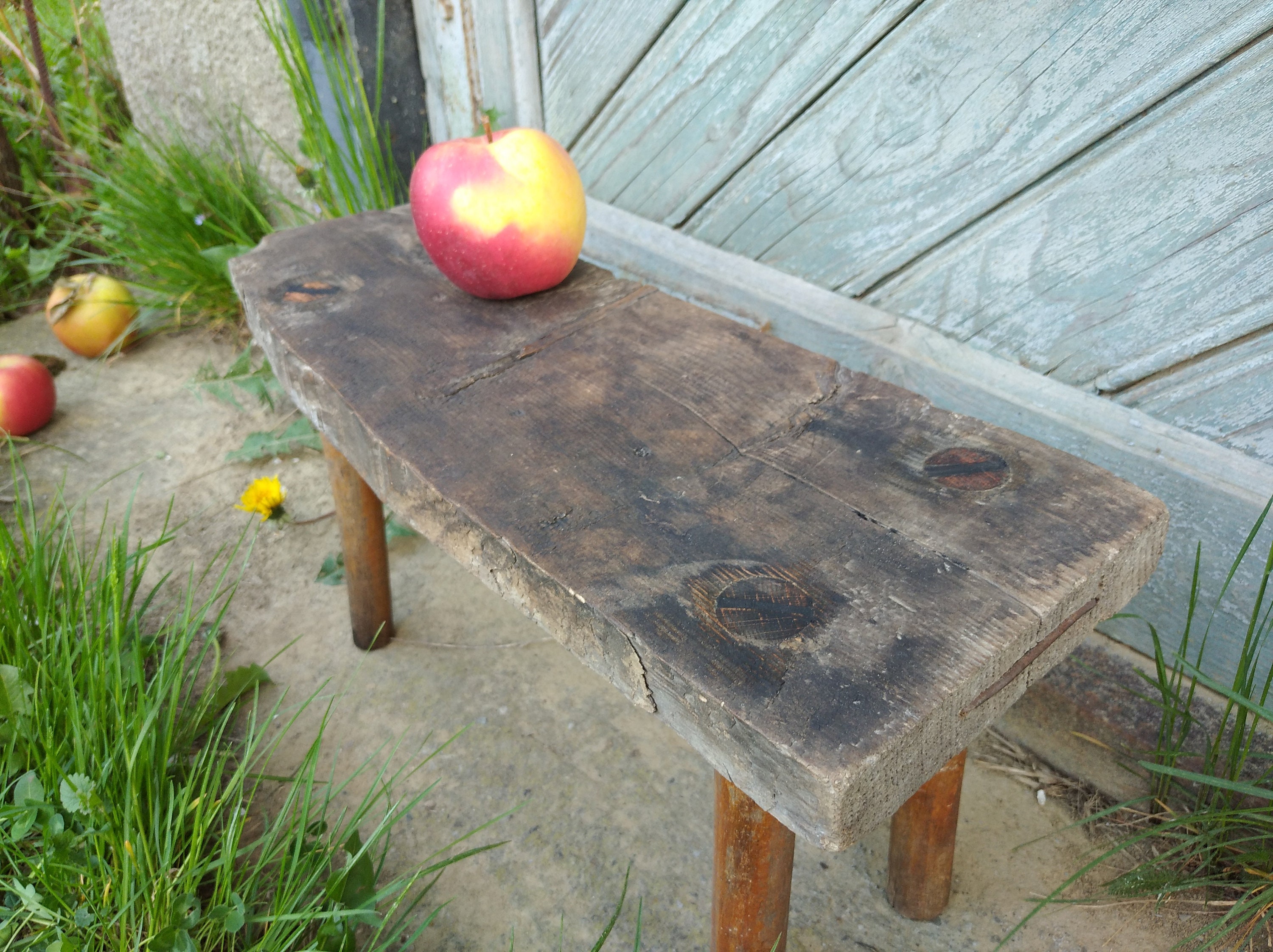 Antique Wood Stool Vintage Bench Small Wooden Seat Rustic Home Decor ...