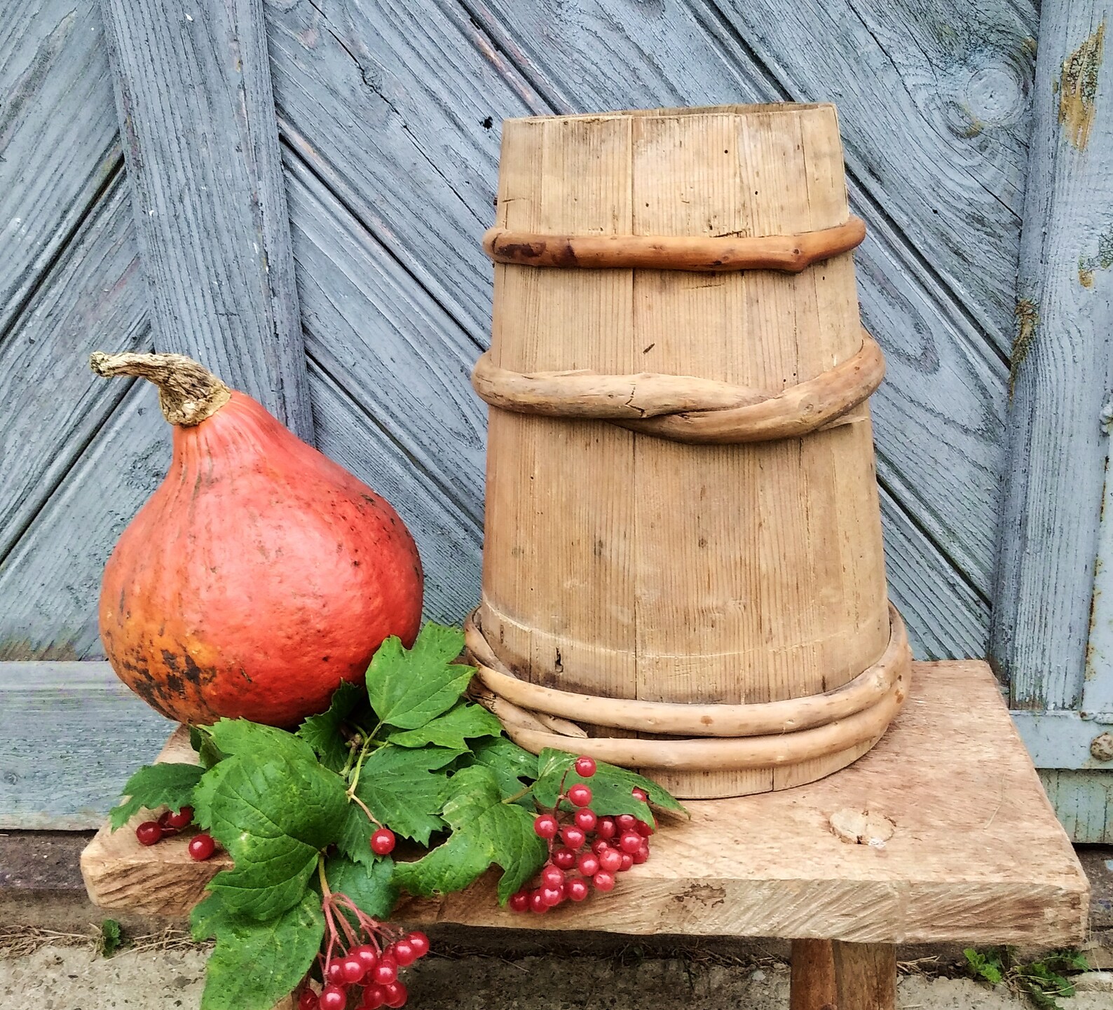 Antique Wooden Vase Old Flower Vase Rustic Kitchen Large Wood Etsy
