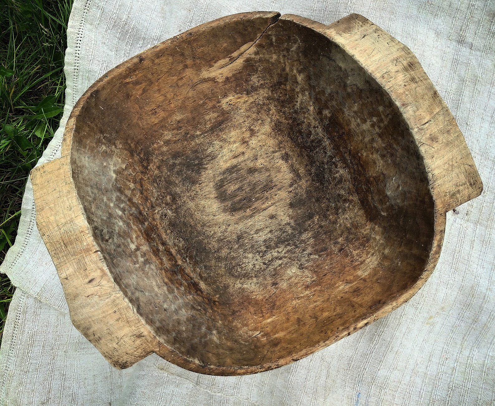 Wooden bowl Primitive antique wood plate 21 Rustic home Etsy