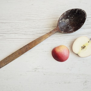 Vintage wooden spoon Primitive antique wood Rustic kitchen Country cottage Farmhouse table decor Weathered wood cabin decor