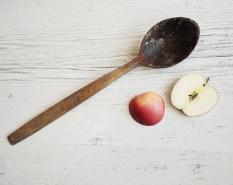 Cuchara de madera vintage Madera antigua primitiva Cocina rústica Casa de campo Decoración de mesa de granja Decoración de cabaña de madera desgastada
