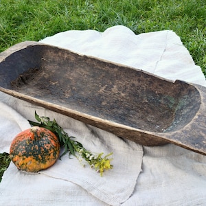 Large wooden bowl Antique dough bowl Antique wood bowl in wabi sabi style Rustic kitchen decor Farmhouse table centerpiece primitives odds
