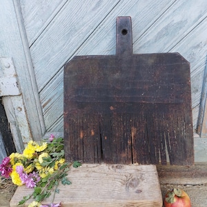 Primitive antique wooden wool comb Rustic home decor Country wall hangind Wool carder Farmhouse cottage tool Ethnic fibre arts Unique gift