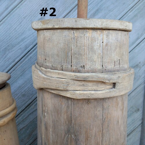 Large antique butter churn Full shops set for primitive decor and display Farmhouse wooden vase Rustic home decor for country kitchen and wedding