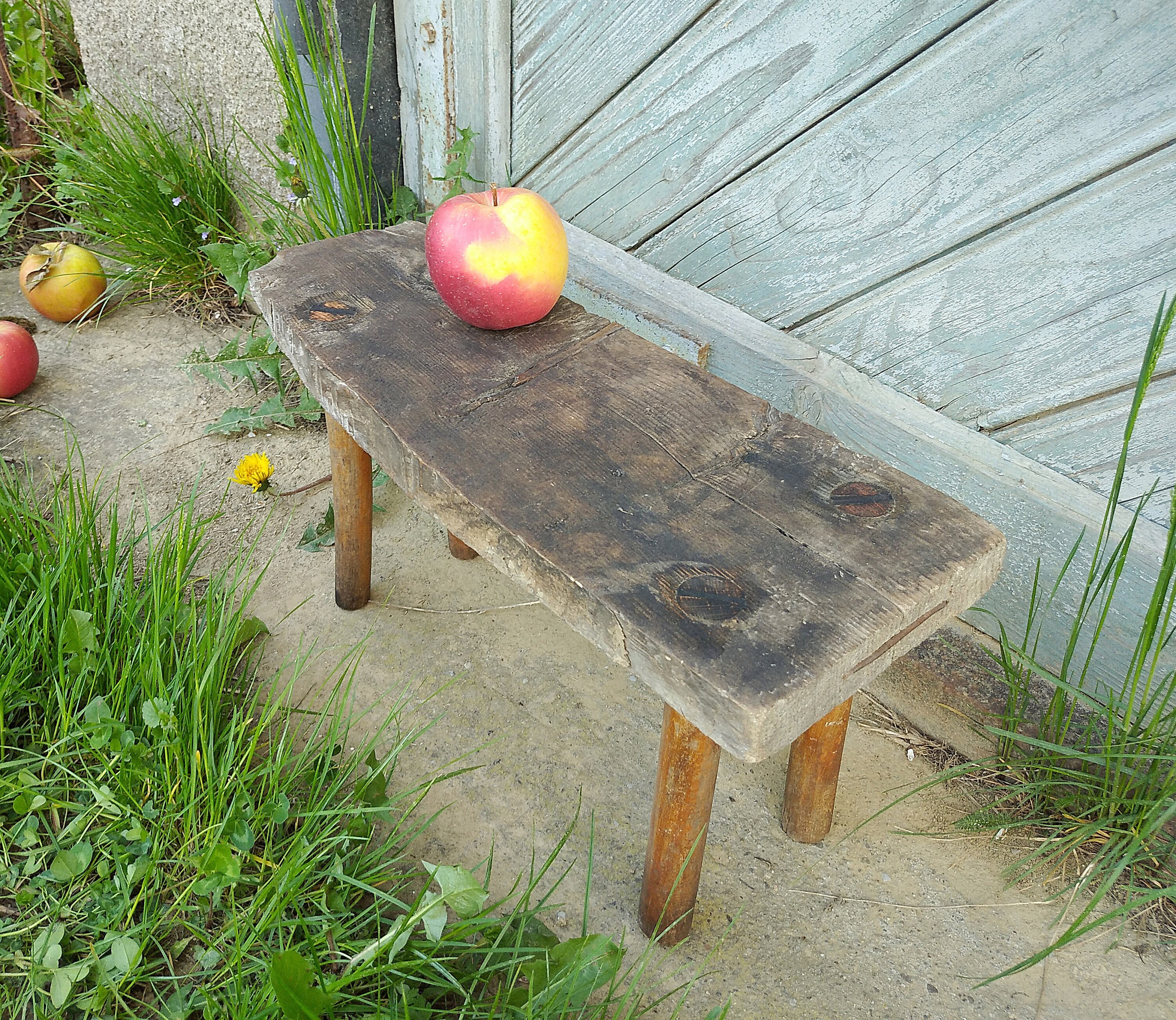 Antique Wood Stool Vintage Bench Small Wooden Seat Rustic Home Decor ...