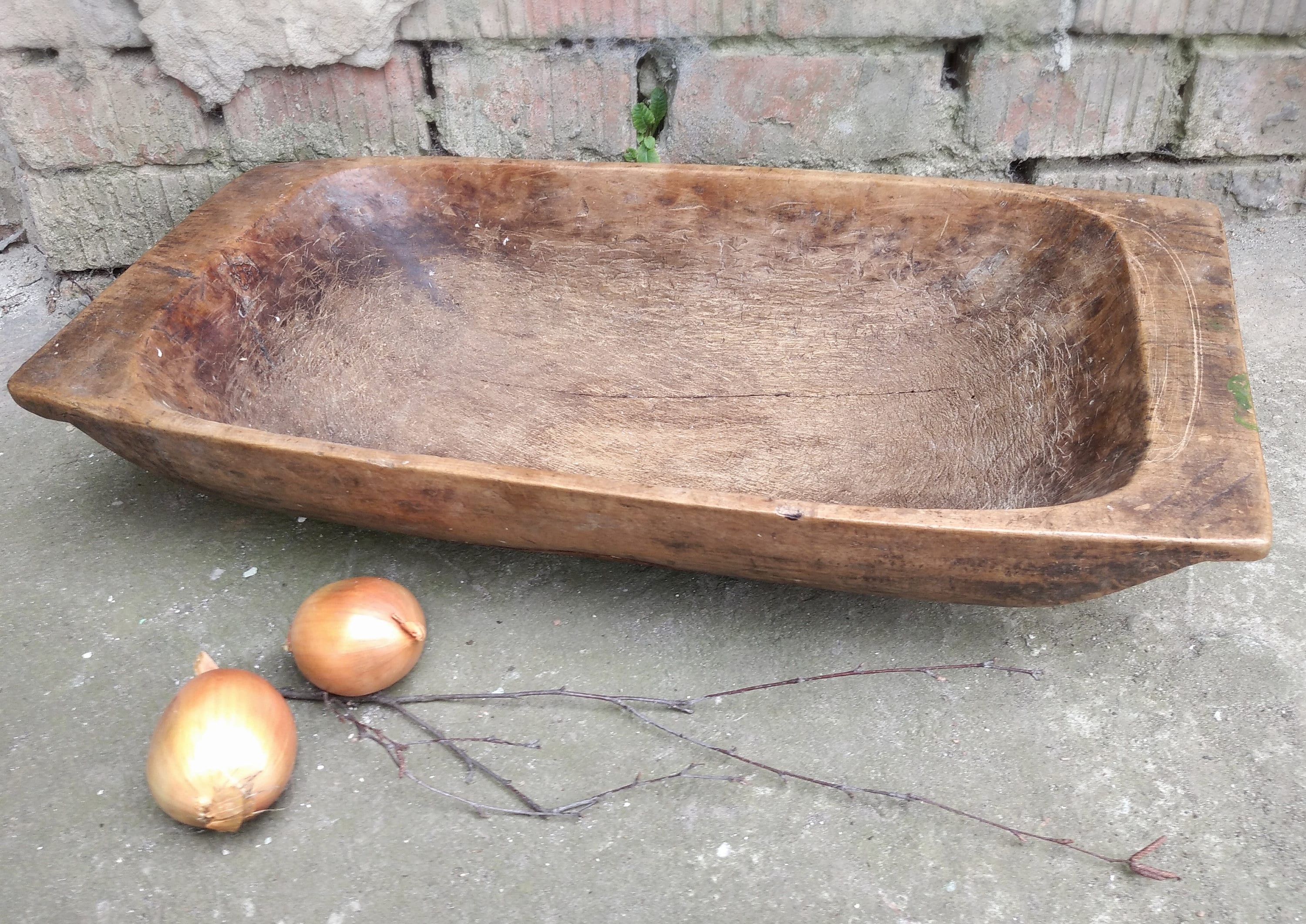 Primitive antique wooden bowl Large dough bowl Oak country Etsy