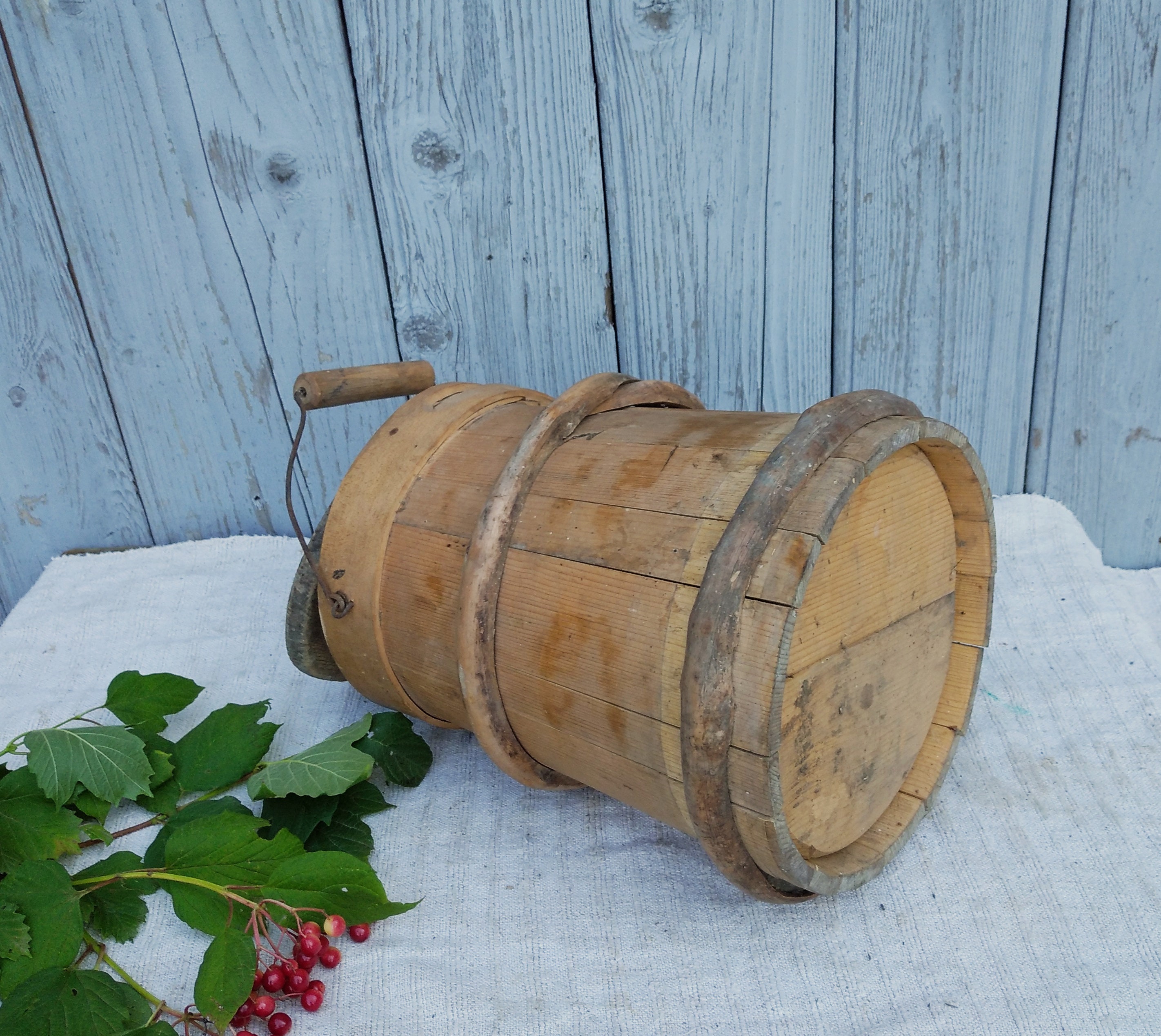 Wooden Box Large Antique Wood Box Unique Rims Old Hamper Etsy