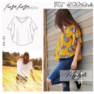 Damen Schnittmuster Sommershirt #MyLali Gr. XS -XL von rosarosa nähen, Women's sewing pattern summer shirt, lockeres Shirt, Matching Outfits