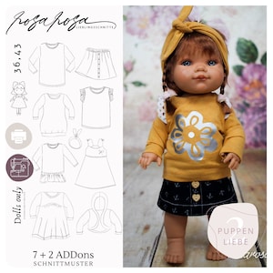 Schnittmuster Puppenschnittmuster &#39;Puppenliebe 2 Spring Collection&#39; von rosarosa, Schnittmuster für Puppen, sewing pattern bundle for dolls
