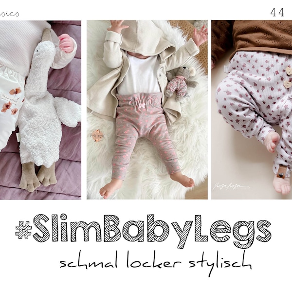 Schnittmuster Babyhose #Slimbabylegs 44 - 104  A4/ A0/ Beamerdatei von rosarosa nähen, sewing pattern baby trousers, slim fit, Leggings