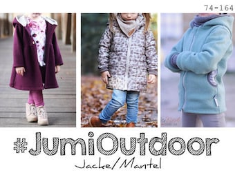 Schnittmuster Jacke 'Jumi Outdoor' 74 - 164  inkl. A4/ A1/ Beamerdatei nähen, sewing pattern jacket / coat for kids, Kindermantel, Mantel