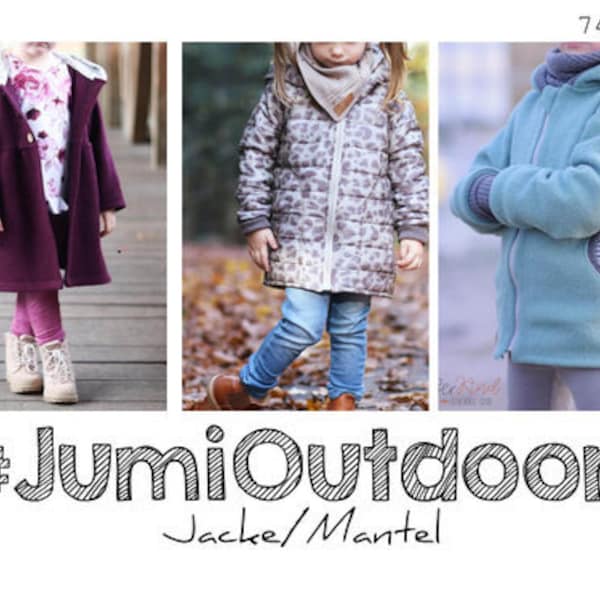 Schnittmuster Jacke 'Jumi Outdoor' 74 - 164  inkl. A4/ A1/ Beamerdatei nähen, sewing pattern jacket / coat for kids, Kindermantel, Mantel