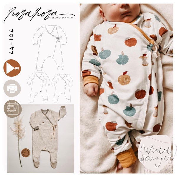Sewing pattern romper 44 - 104 incl. A4/ A1/ beamer file from rosarosa sewing, sewing pattern onesie / romper for babies, homecoming