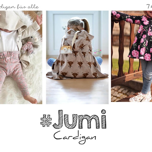 Sewing pattern cardigan 'Jumi' 74 - 164 incl. A4/A0/ beamer file sewing, sewing pattern for jacket / cardigan, jacket and jacket by rosarosa