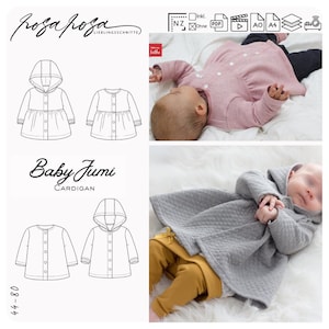 Schnittmuster Baby Jumi Jacke / Cardigan Gr. 44-80 von rosarosa nähen, sewing pattern baby cardigan / jacket, Babyjäckchen, Jäckchen