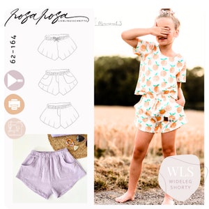 Schnittmuster Shorts #WideLeg Shorty Gr. 62-164 inkl. A4/ A1/ Beamerdatei von rosarosa nähen, sewing pattern shorts, wide leg, lässige Hose