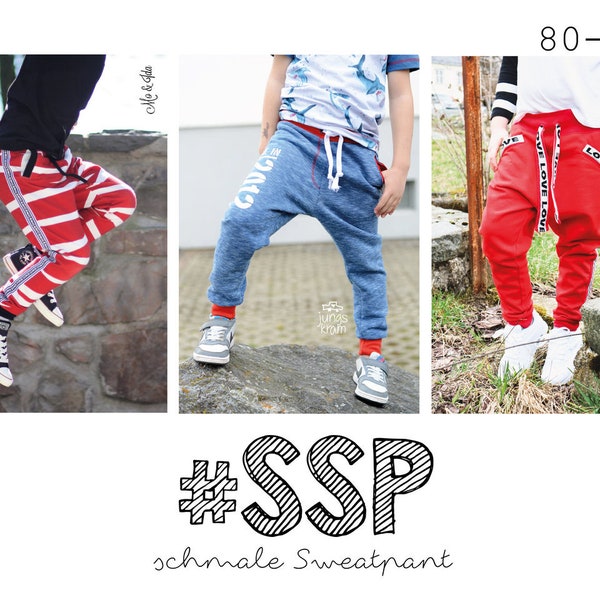 Sewing pattern narrow sweatpants #SSP Kids 80 - 164 incl. A4/ A0/ projector file from rosarosa sew, sewing pattern trousers, slim fit for kids