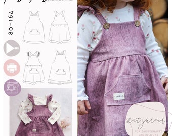 Schnittmuster #Latzkleid 80-164 inkl. A4/ A0/ Beamerdatei von rosarosa nähen, dress, pinafore sewing pattern for kids with pdf