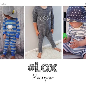 Schnittmuster Romper &#39;Lox&#39; 44 - 104 von rosarosa nähen als Schlafanzug, Einteiler oder cooler Romper, sewing pattern romper, onesie, pyjamas