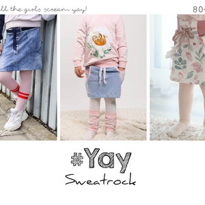 Schnittmuster Sweatrock #Yay Gr. 80 - 164 von rosarosa nähen, Kinderrock, Rockschnittmuster, sewing pattern skirt, sweat skirt, Stoffmix