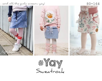 Sewing pattern sweat skirt #Yay size. 80 - 164 of rosarosa sew, children's skirt, skirt pattern, sewing pattern skirt, sweat skirt, fabric mix