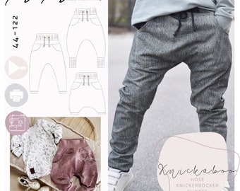 Sewing pattern trousers 'Knickaboo' 44-122 incl. A4/ A1/ beamer file sewing, sewing pattern Knickerbocker, Knickabaggy, children's trousers from rosarosa