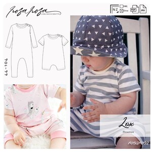 Schnittmuster Romper 'Lox' 44 - 104 von rosarosa nähen als Schlafanzug, Einteiler oder cooler Romper, sewing pattern romper, onesie, pyjamas
