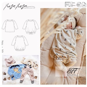 Schnittmuster Babyshirt/ Babytunika 'BFF' 44 - 104 inkl. A4/A0/Beamer nähen, sewing pattern tunic, shirt, Ballontunika Feli & Shirt Ferdi