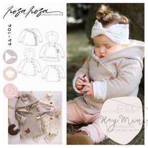 Sewing pattern baby jacket #HeyMini 44-104 incl. A4/A1/ projector file sewing, sewing pattern baby jacket, cardigan, jacket for babies, wrap jacket