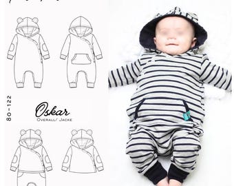 Schnittmuster Overall 'Oskar' 44 - 122 inkl. A4/ A0/ Beamerdatei nähen, sewing pattern onesie, romper, Babyanzug, Matschanzug, Winteranzug