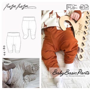 Schnittmuster Babyhose #BBP 44 - 80  inkl. A4/ A1/ Beamerdatei, Hose nähen, sewing pattern baby trousers, Basic pants