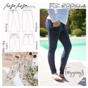 Schnittmuster Treggings Gr. 80-164 inkl. A4/ A0/ Beamerdatei - Hose nähen für Babys und Kinder / Sewing Pattern trousers for kids + Babys